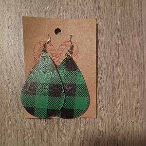 Green Leather Earrings